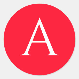 Adesivo Letra Inicial Monograma Vermelho Branco Simples