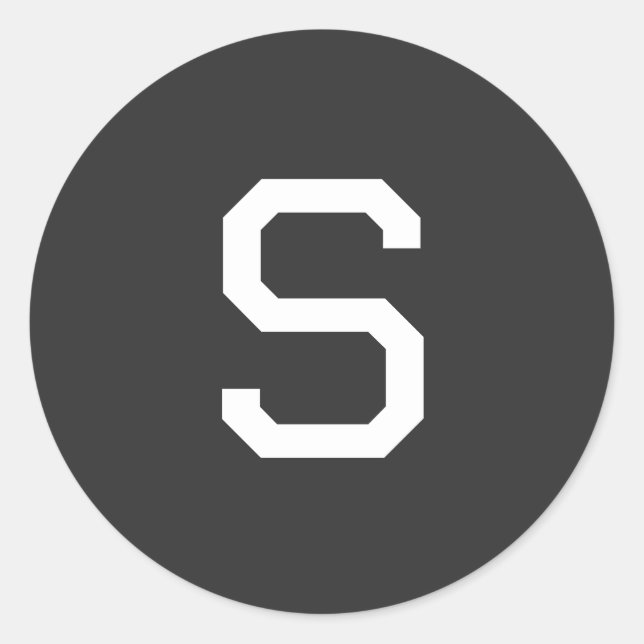 Adesivo Letra Inicial Preta e Branco Simples (Frente)