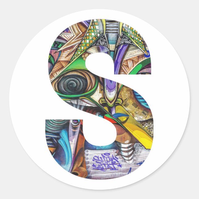 Adesivo Letra inicial S do Monograma do Grafite de Arte Mo (Frente)