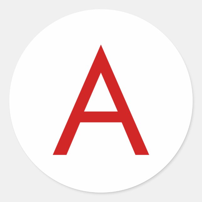 Adesivo Letra inicial simples, vermelha branca, monograma (Frente)