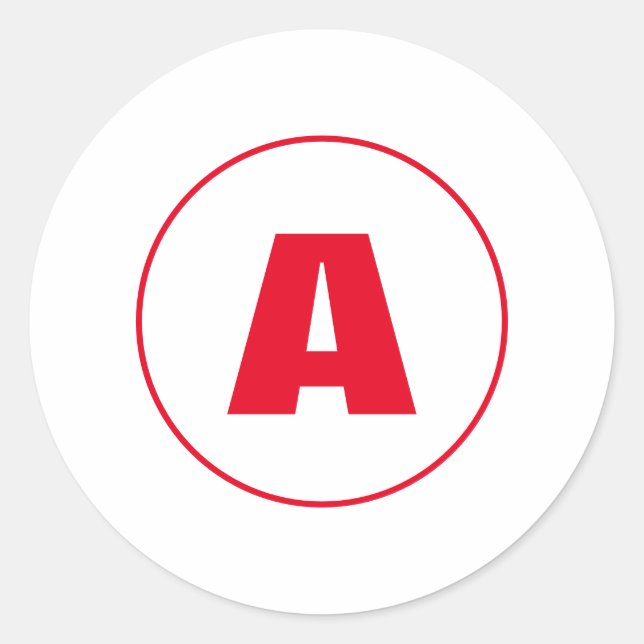 Adesivo Letra Inicial Vermelha Monograma Moderno e Elegant (Frente)