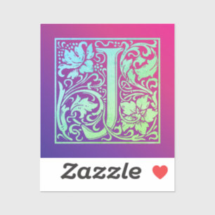 Adesivo Letra J Colorida Vintage - Primeira Letra Gradient