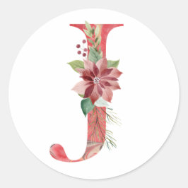 Adesivo Letra J do natal Watercolor