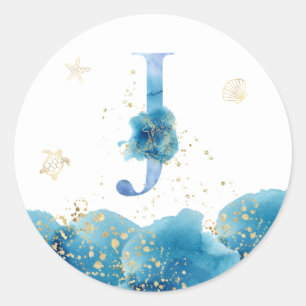 Adesivo *~* LETRA J - Sea Ocean Beach Envelope Sticker