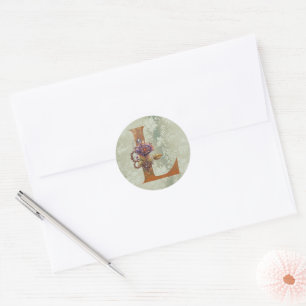 Adesivo Letra L Floral Steampunk Vintage