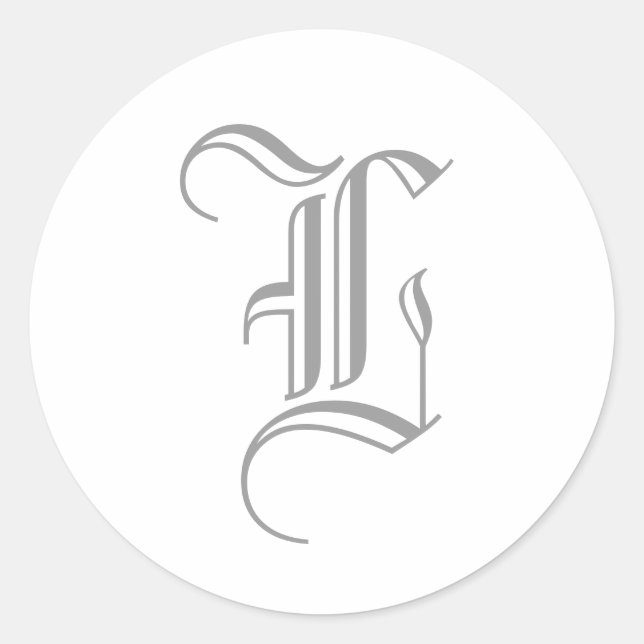 Adesivo Letra L Monograma Cinza Sticker Antigo Inglês (Frente)