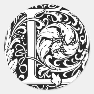 Adesivo Letra L Monograma Medieval Art Nouveau