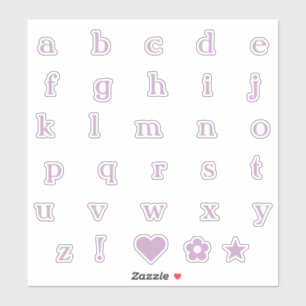 Adesivo Letra Lilac Minúscula Texto Letras Alphabet Heart