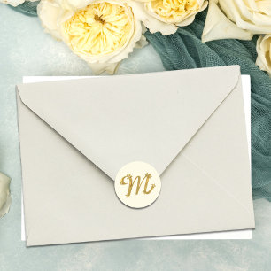 Adesivo Letra M Monograma Dourado com Detalhes Florais Cre