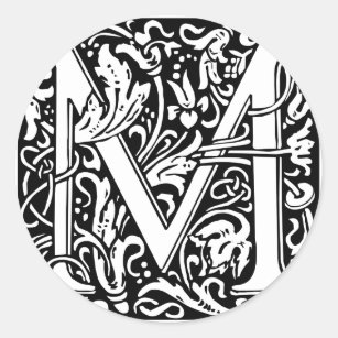 Adesivo Letra M Monograma Medieval Art Nouveau