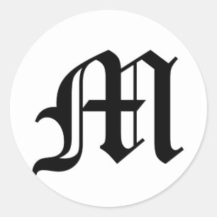 Adesivo Letra M Texto em Inglês Antigo em Plano de Fundo 