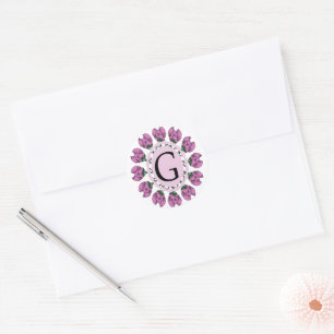 Adesivo Letra maiúscula G monograma floral