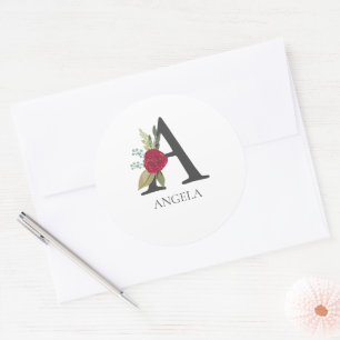 Adesivo Letra Moderna Floral Personalizável Monograma A
