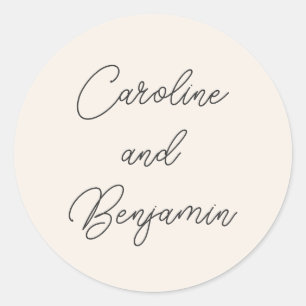 Adesivo Letra Moderna Manuscrita Nome de Casamento Marfim
