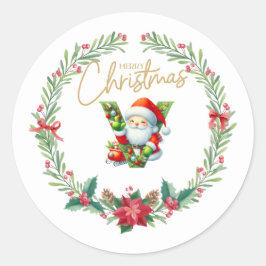 Adesivo Letra monográfica V, Fera de Natal com Papai Noel