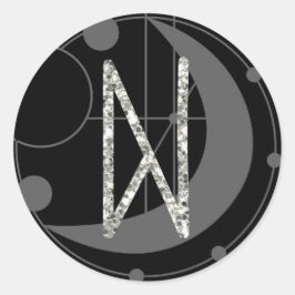 Adesivo Letra N Rune Monograma Runométrico Lua Preta