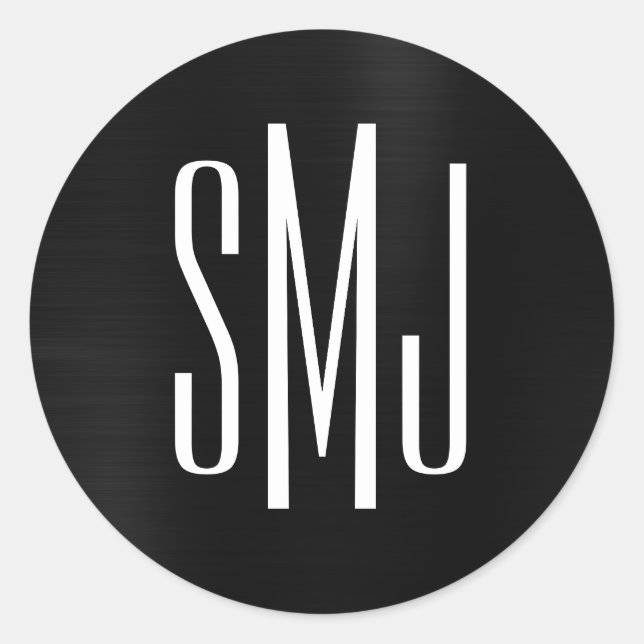 Adesivo Letra Negra Três Letra Monograma (Frente)