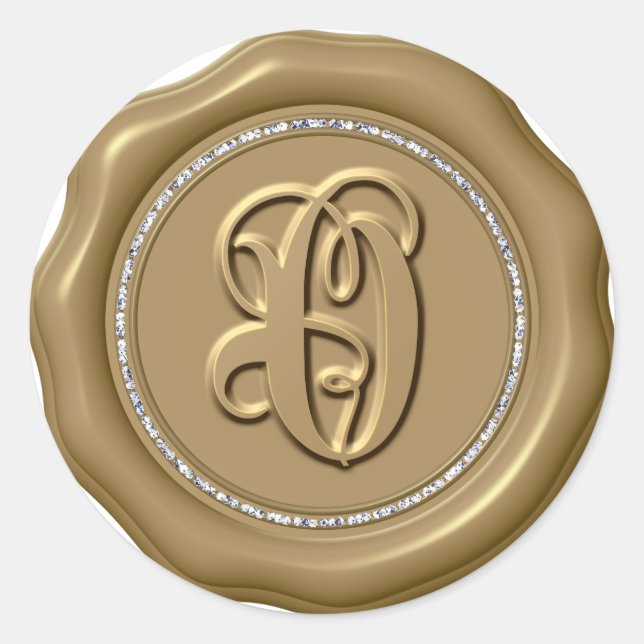 Adesivo *~* Letra O Diamond Círculo DOURADO Cera Selante (Frente)