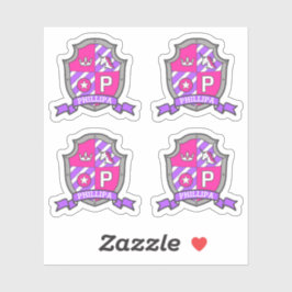 Adesivo Letra P nome Phillipa unicorn princess crest