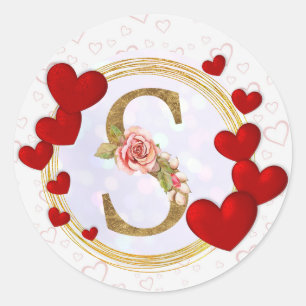 Adesivo Letra Personalizada Monograma Floral e Coração Ver