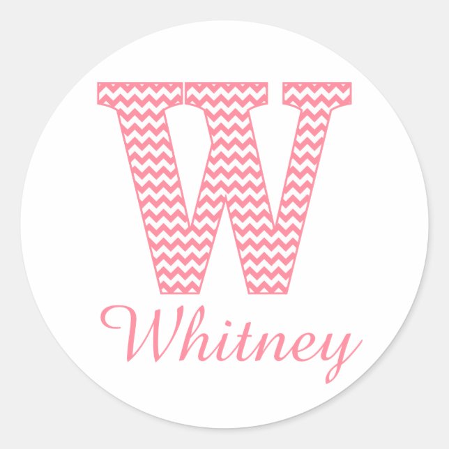 Adesivo Letra Pink Clássica Chevon Preppy W Monograma (Frente)