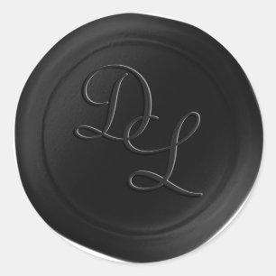 Adesivo Letra quase preta 2 monogramas colchetes de cera