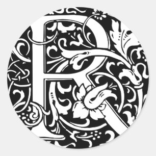 Adesivo Letra R Monograma Medieval Arte Nova