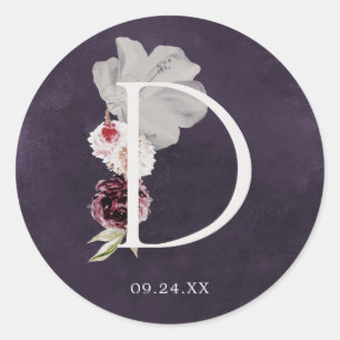 Adesivo Letra Romance Floral D Monograma Plum Casamento