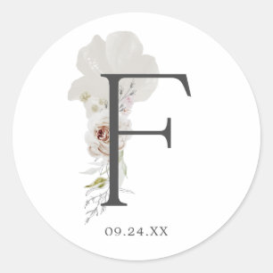 Adesivo Letra Romance Floral F Monograma Envelope Selos