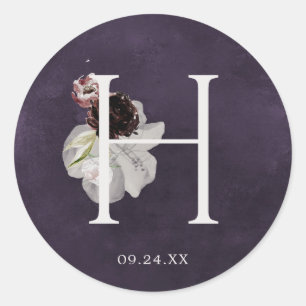 Adesivo Letra Romance Floral H Monograma Plum Casamento