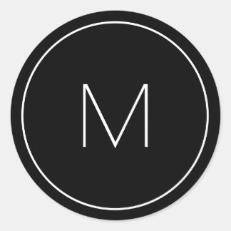 Adesivo Letra Simples Monograma Branco Preto Minimalista