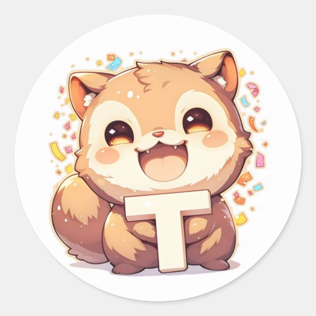 Adesivo Letra T Anime Animal (Frente)