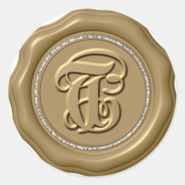 Adesivo *~* Letra T Diamond Círculo DOURADO Cera Saquinhos