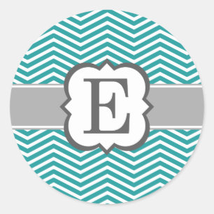Adesivo Letra Teal Branco Monograma E Chevron