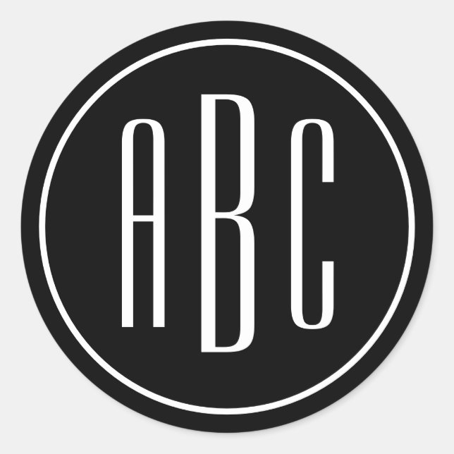 Adesivo Letra Três Simples do Anel Preto e Branco (Frente)
