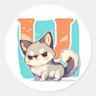 Adesivo Letra U Anime Cachorro Mal-humorado