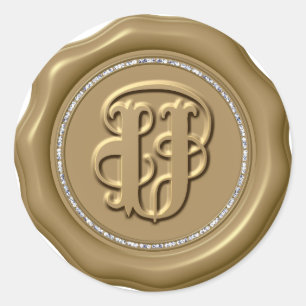 Adesivo *~* Letra U Diamond Círculo DOURADO Cera Selo