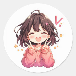 Adesivo Letra V Garota Anime Kawaii