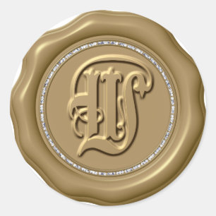 Adesivo *~* Letra W Diamond Círculo DOURADO Cera com Ades