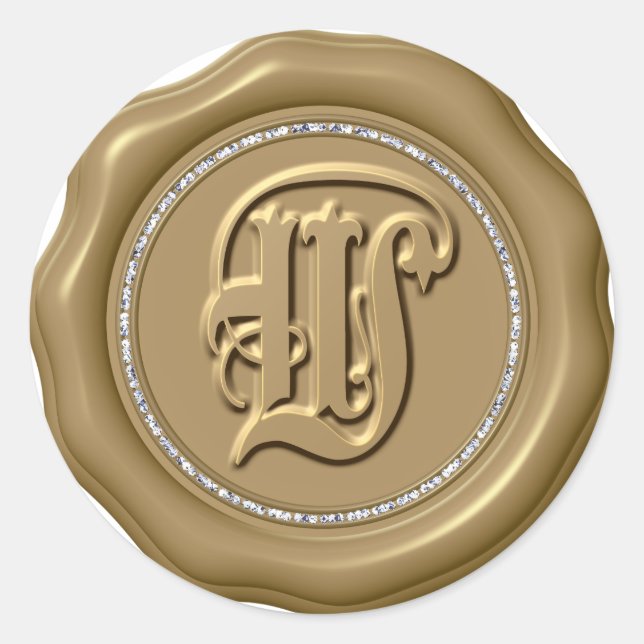 Adesivo *~* Letra W Diamond Círculo DOURADO Cera Selante (Frente)