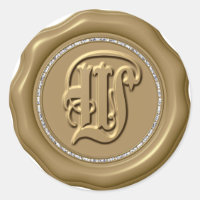 *~* Letra W Diamond Círculo DOURADO Cera Selante