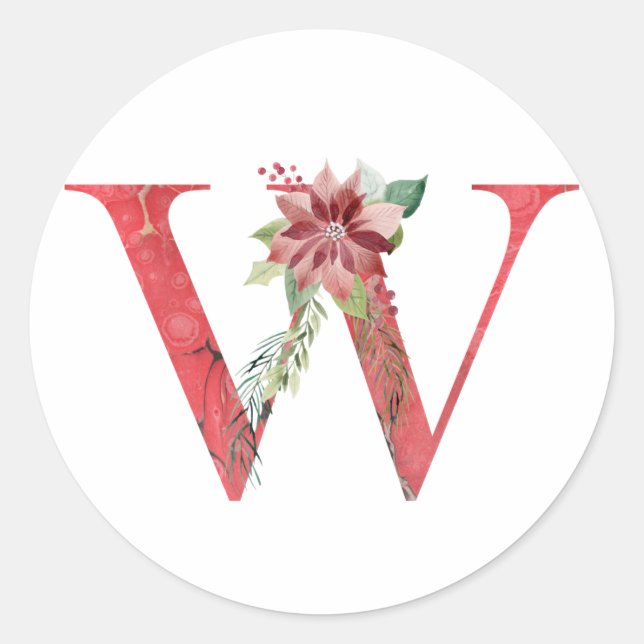 Adesivo Letra W do natal Watercolor (Frente)