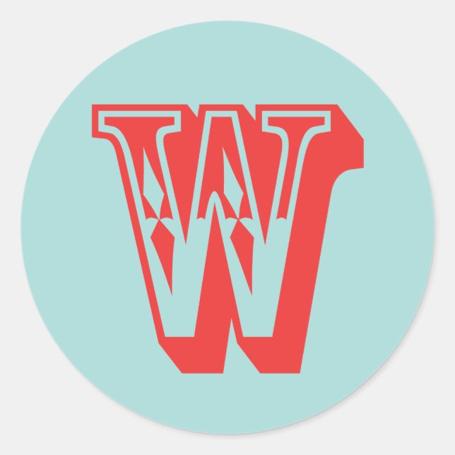 Adesivo Letra W estilo carnaval, monograma, favor inicial (Frente)