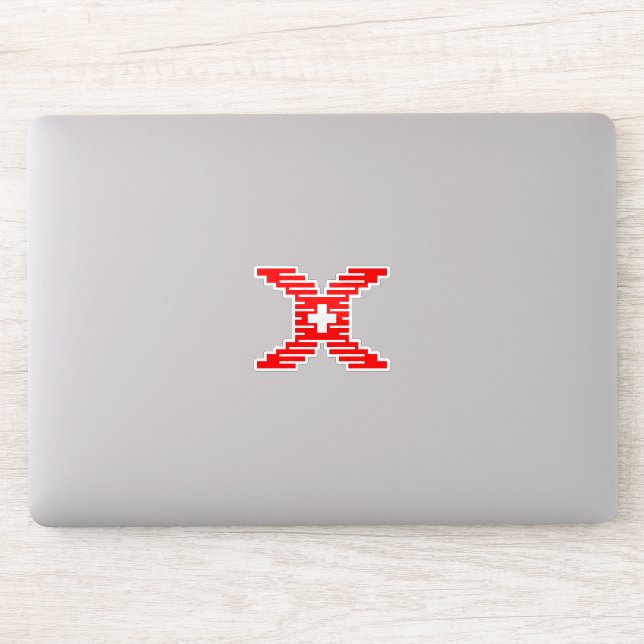 Adesivo Letra X de Pixel Moderna com Cruz Médica (Computador)