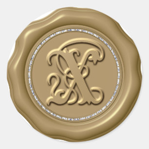 Adesivo *~* Letra X Diamond Círculo DOURADO Cera Saquinho