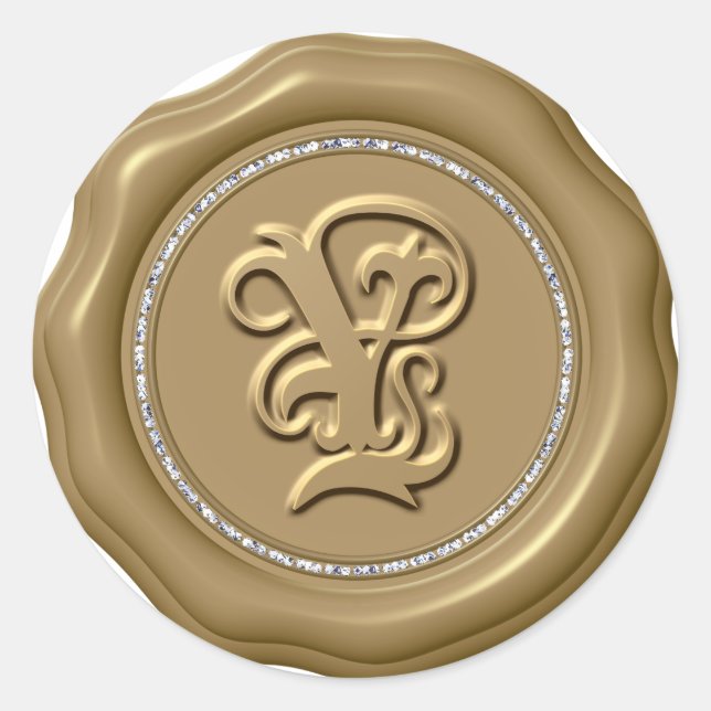 Adesivo *~* Letra Y Diamond Círculo DOURADO Cera Saquinhos (Frente)