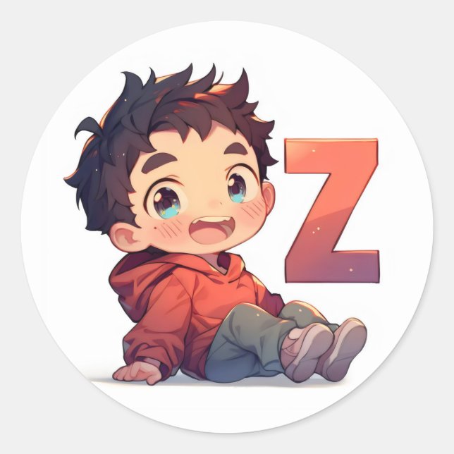 Adesivo Letra Z Anime Menino Fofo (Frente)