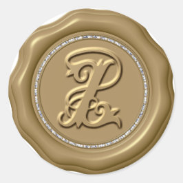 Adesivo *~* Letra Z Diamond Círculo DOURADO Cera Selo