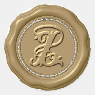 Adesivo *~* Letra Z Diamond Círculo DOURADO Cera Selo