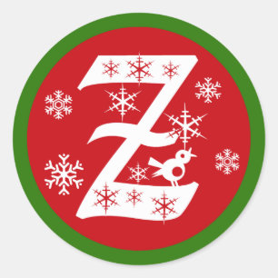 Adesivo Letra Z Monograma com Flocos de Neve